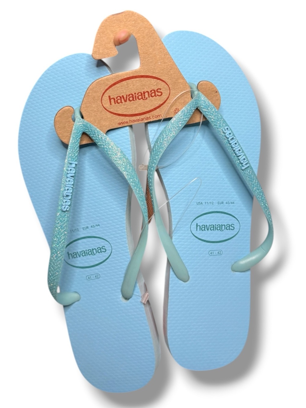 Havaianas Flip Flops in Glitter Blue Water Size 11